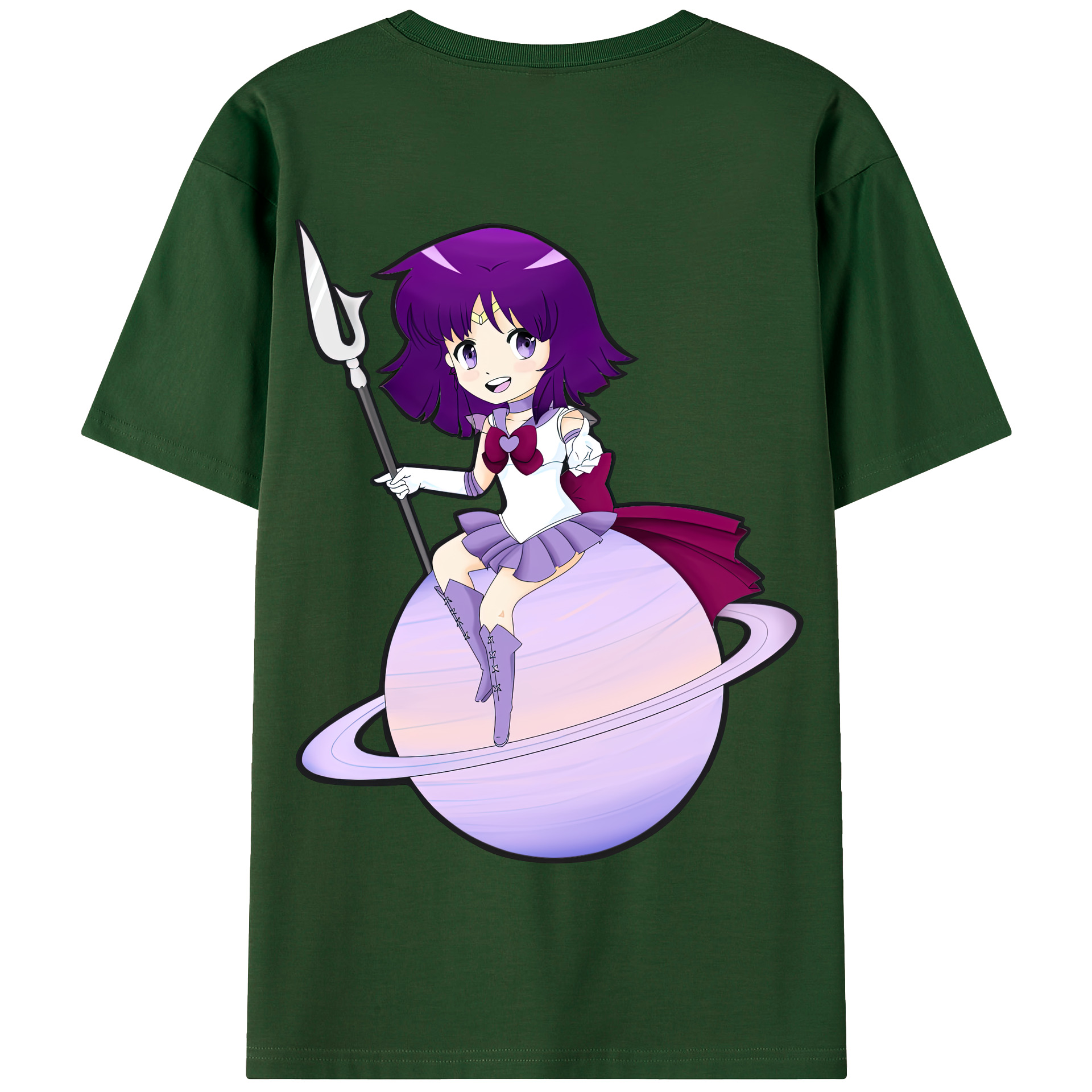 （画像用） 美少女戦士セーラームーン 土萠ほたる Sailor Moon Tomoe Hotaru （セーラーサターン；Sailor Saturn） 綿100％半袖Tシャツ（背面プリント）